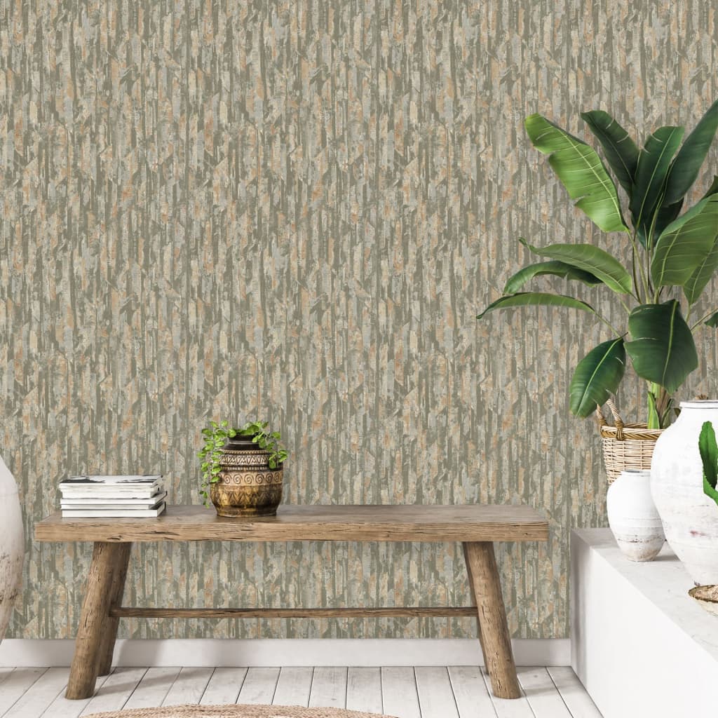Niederländische Wandverkleidung Wallpaper Phoenix Green und Beige