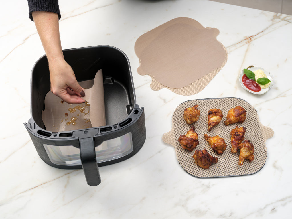 Nostik Airfryer Backbleche 2 Stück quadratisch pfas frei 24x24cm | 12 Stück