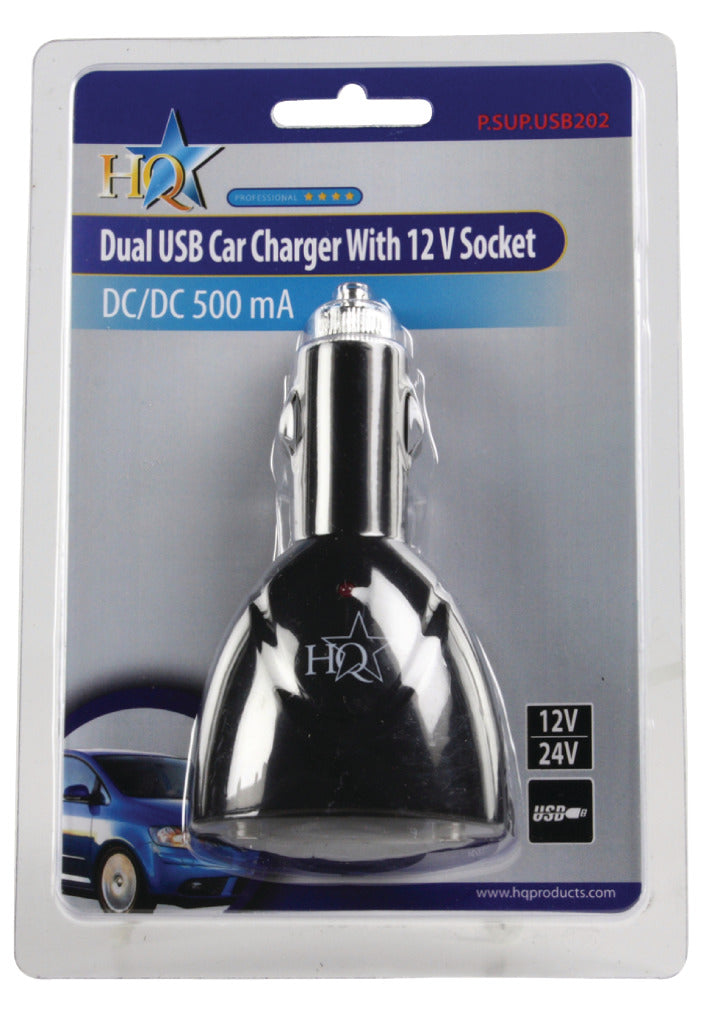 Hq p. sup. USB202 Doppel-USB-Autoladegerät mit 12-V-Anschluss
