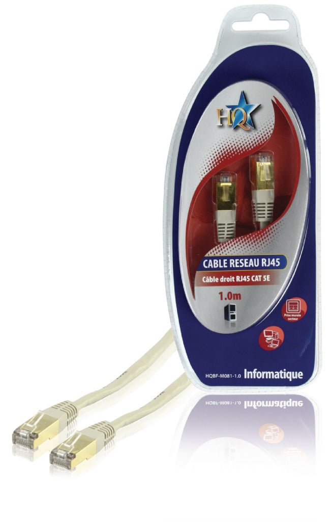 HQ BF-M081-1.0 CAT5E UTP Network Cable RJ45 (8 8) Male-RJ45 (8 8) Samec 1,00 m šedá