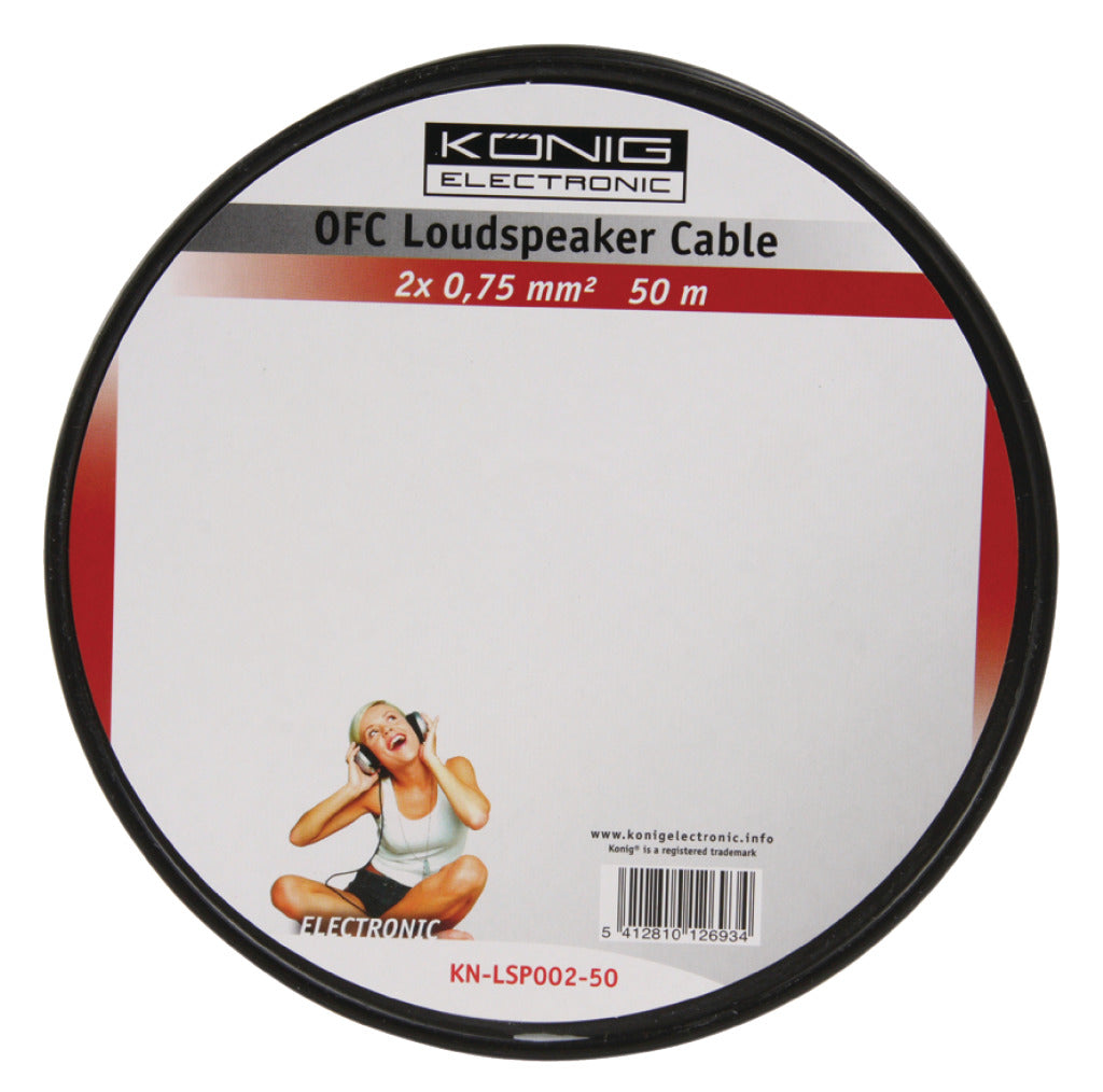 K OUML; NIG König KN-LSP02R-50 speaker cable on roll 2x 0.75 mm² 50.0 m Transparent