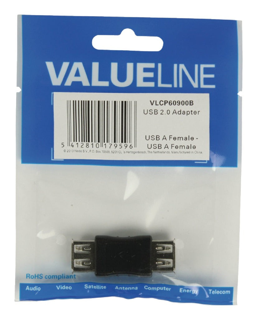 VALUELINE VALUELINE VLCP60900B USB 2.0 USB A ŽENSKA USB A Adapter Black