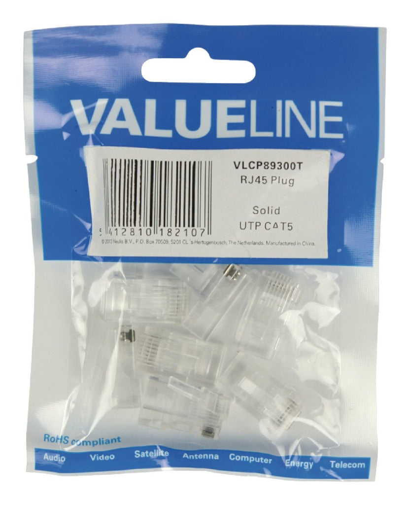 Valueline VLCP89300T RJ45 -kontakter för solida UTP CAT 5 -kablar