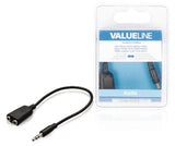 Valueline vlab22100b02 Klinken-Stereo-Audio-Verteilerkabel 3,5 mm Stecker – 2 x 3,5 mm Buchse 0,20 m schwarz
