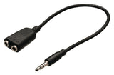 Valueline Valueline Vlab22100B02 Jack Stereo Audio Distribution Cable 3,5 mm hane 2x 3,5 mm kvinnlig 0,20 m svart