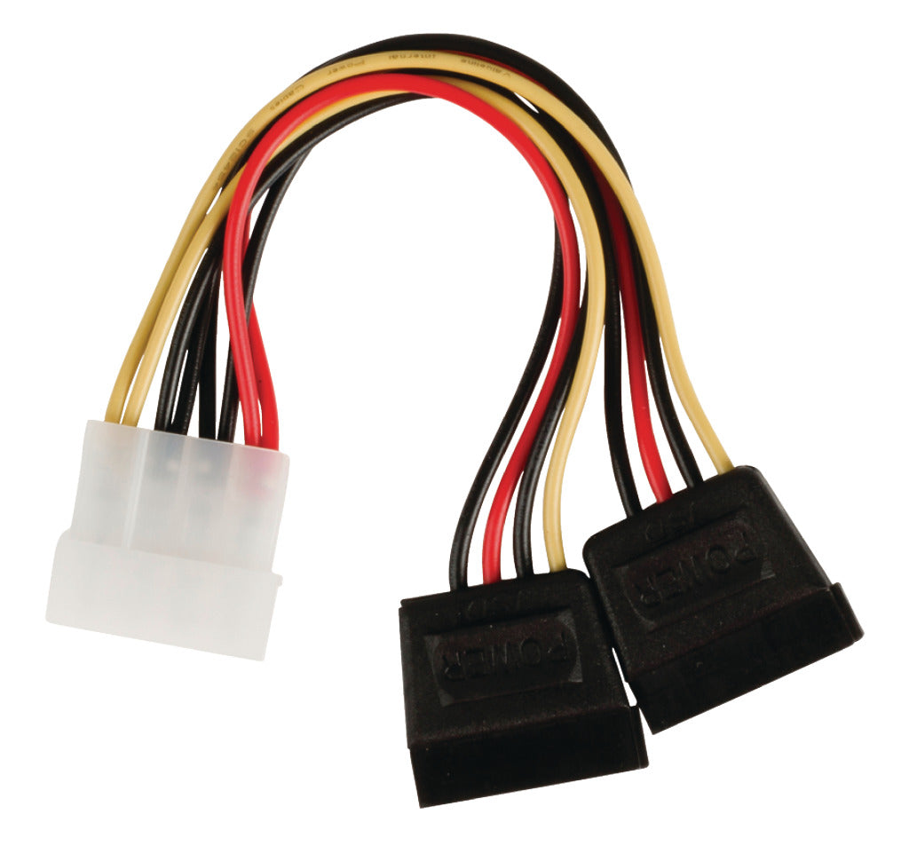 Valuelin VLCP73520V015 Interner Stroom -Splitter -Kabel Molex Männlich - 2x SATA 15 -Pins weiblich 0,15 m mehrfarbig gefärbt