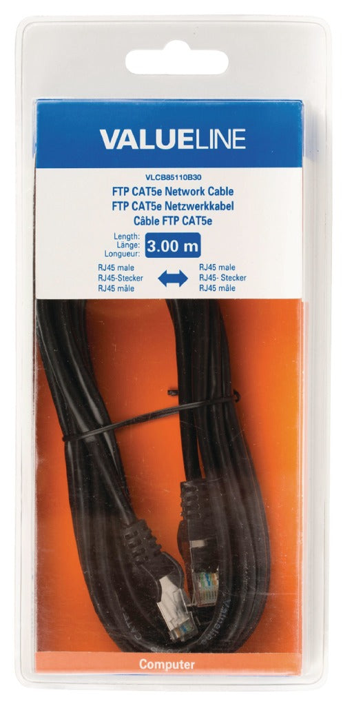 VALUELLINE VALUELINE VLCB85110B30 FTP CABLE CABLE NOSIFIQUE RJ45 MALE RJ45 Mâle 3,00 m noir