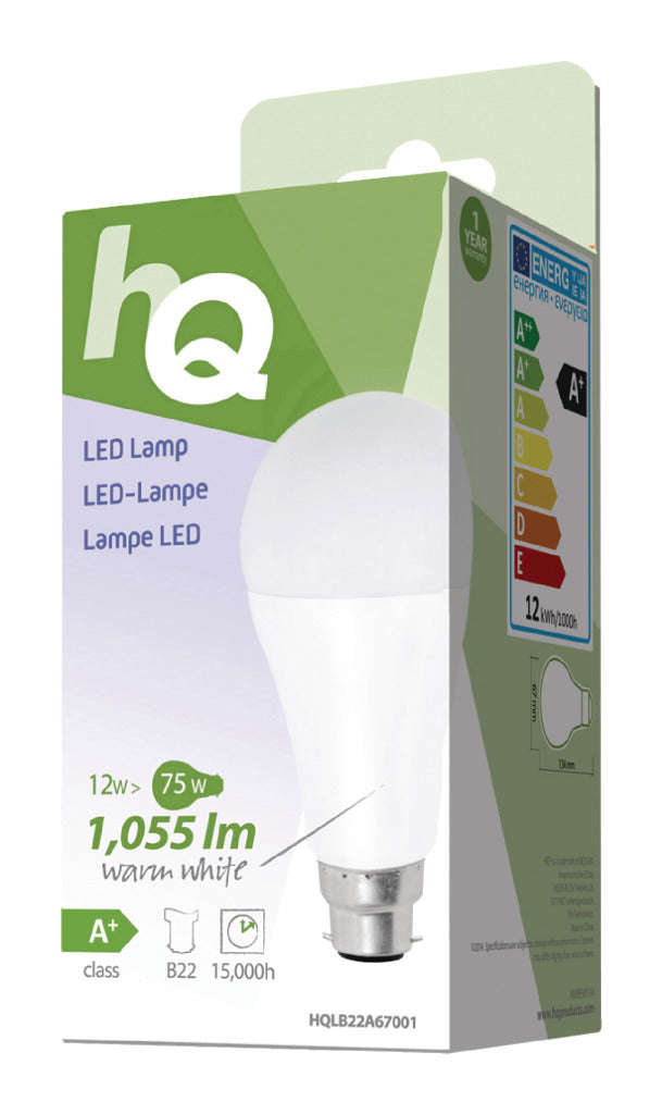 HQ HQ LB22A67001 A67 B22 12W (75W) lampe LED