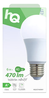 HQ LE27A60001 LED-Lampe A60 E27 6,5W 470lm 2.700K