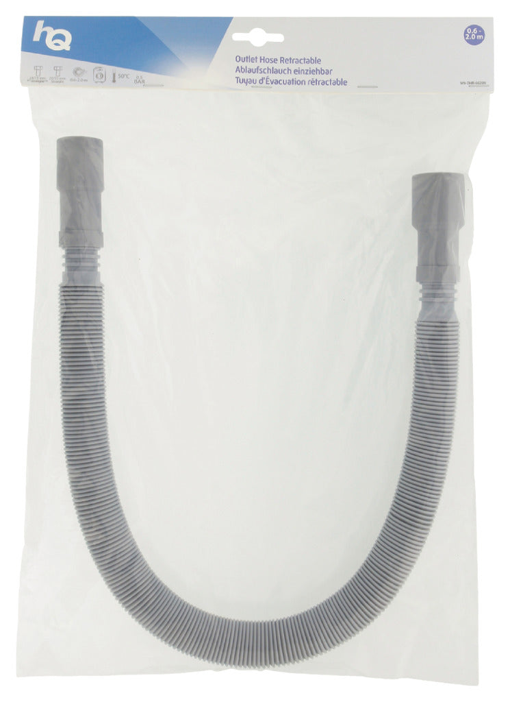 HQ w9-ohr-0620n ausziehbarer Ablaufschlauch 24 19 mm gerade – 29 22 mm gerade 0,60 – 2,00 m