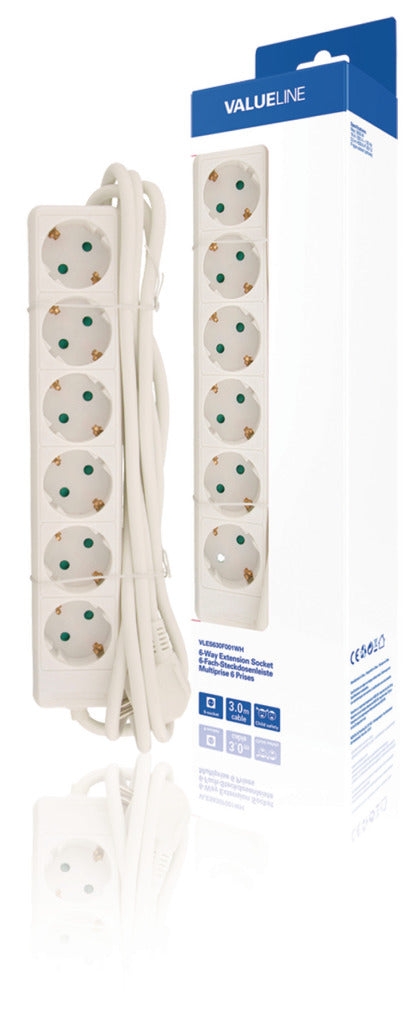 Valueline vles630f001wh Steckdose 6-fach 3,00 m weiß