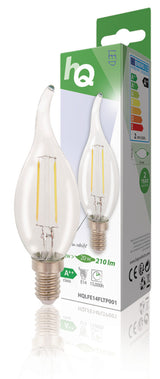 HQ LFE14FLTP001 LED-Retro-Glühlampe E14, gebogene Kerze, 2 W, 210 lm, 2700 K