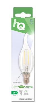 HQ LFE14FLTP001 LED-Retro-Glühlampe E14, gebogene Kerze, 2 W, 210 lm, 2700 K