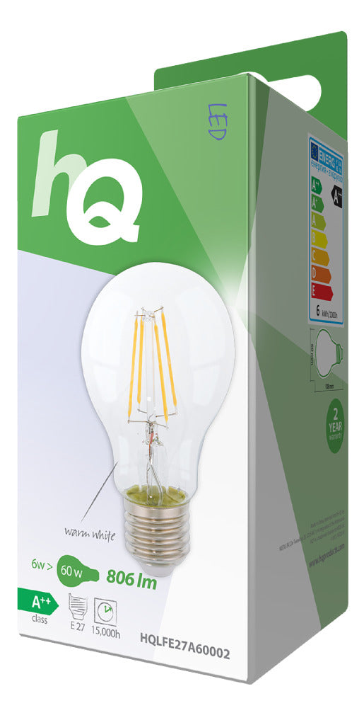 HQ LFE27A60002 LED-Retro-Glühlampe E27 A60 6W 806LM 2700K