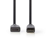 Nedis CVGP34590bk02 Hochgeschwindigkeits-HDMI-Kabel mit Ethernet-HDMI-Mini-Stecker – HDMI-Buchse, 0,2 m, Schwarz