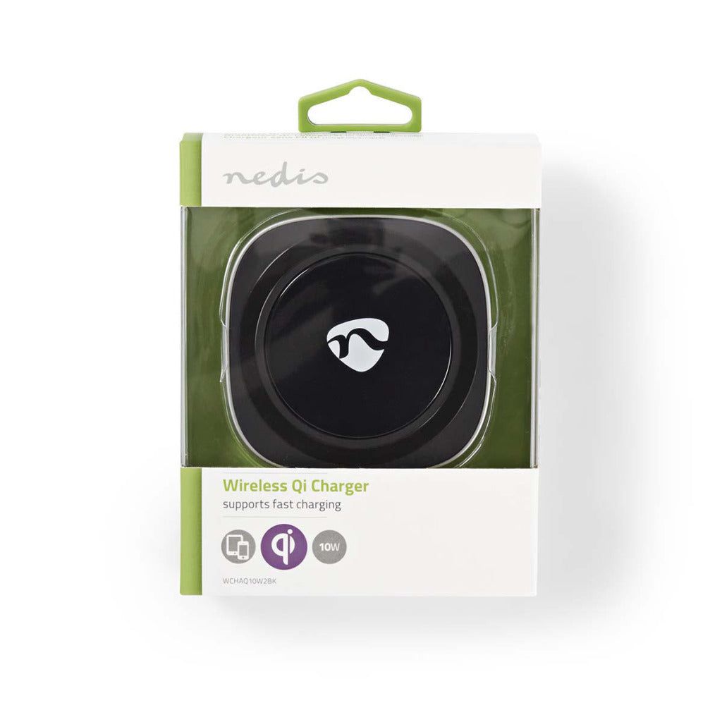 Nedis wchaq10w2bk Schnellladegerät, schnelles kabelloses Ladegerät 10 W, 2,0 A, Stromversorgung über USB