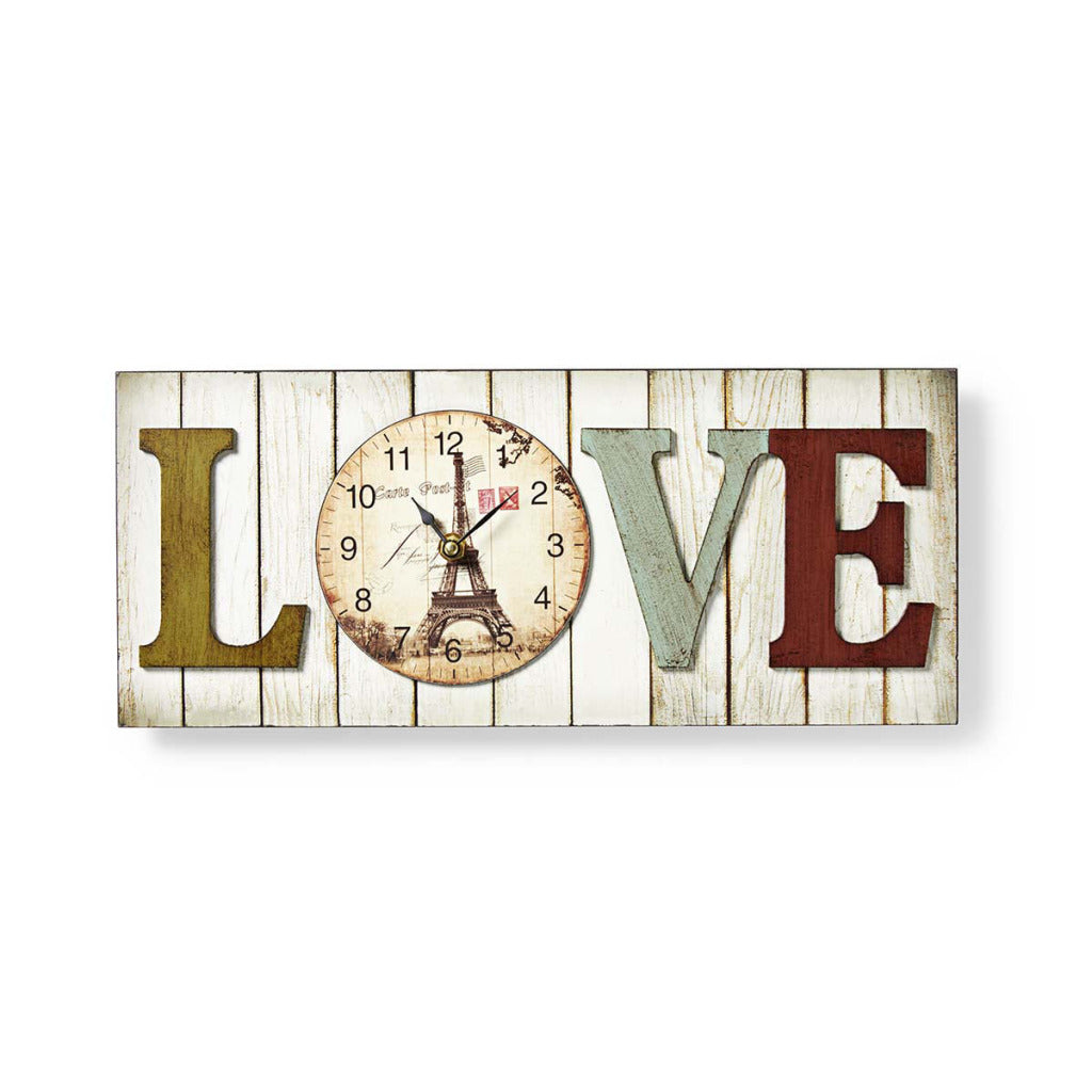 Nedis CLWA001WDL40 Wood style wall clock in list model #039; Love #039;