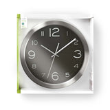 Nedis CLWA010MT30BK Round wall clock Diameter 30 cm Black Stainless steel