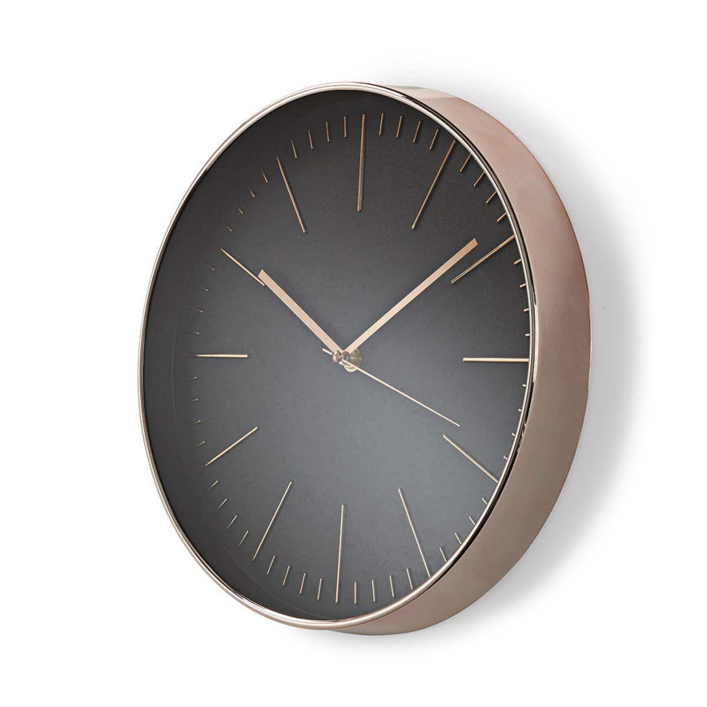 Nedis CLWA013PC30BK Round wall clock Diameter 30 cm Black Pink-Gold