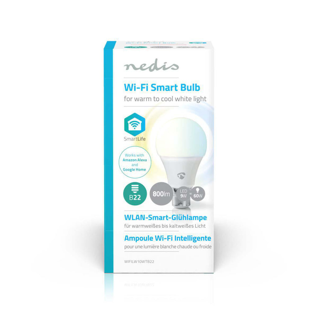 Nedis wifilw10wtb22 wi-fi slimme led-lamp warm- tot koud-wit b22