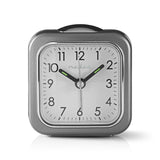 NEDIS CLDK005GY Horloge de bureau analogique avec gris carré d'alarme