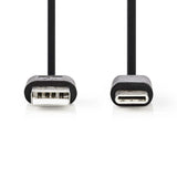 Nedis CCGP60600BK01 USB 2.0 Kabel Type-C Moški-A moški 0,1 M Črni