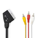 Nedis cvgp31130bk10 umschaltbares Scart-Kabel, Scart-Stecker – 3x Cinch-Stecker, 1,0 m, Schwarz