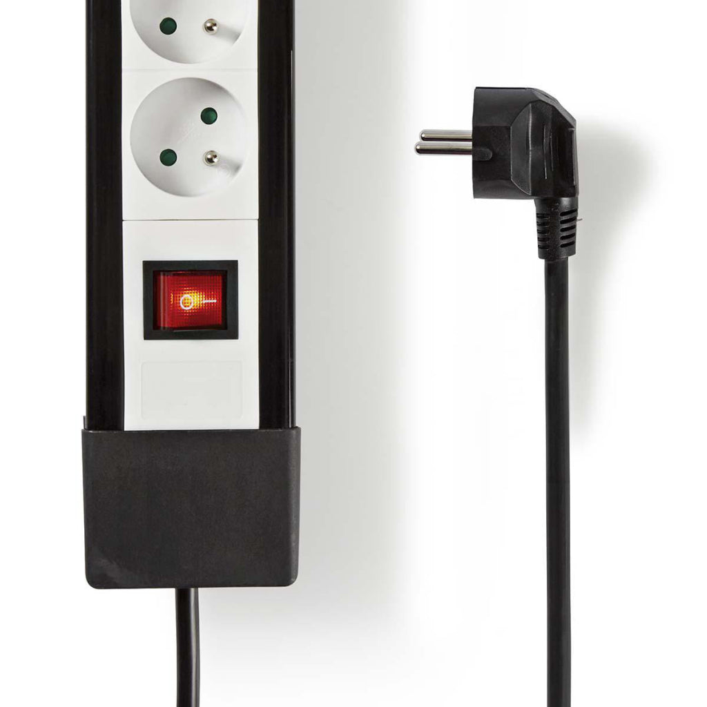 Nedis exso830f1pro Steckdose mit geschütztem Kontakt, 8-fach, 3,00 m, Schwarz und Weiß