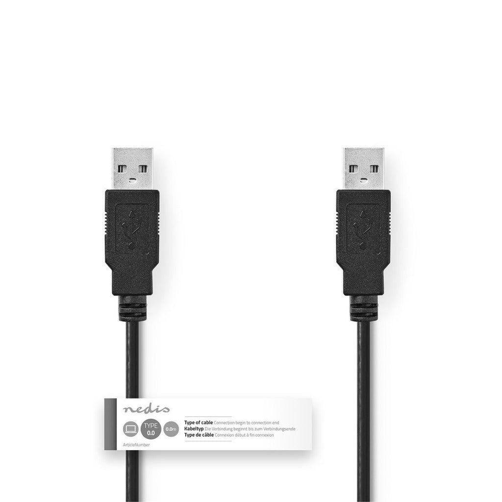 Nedis CCGT60000BK10 Kabel USB 2.0 A Male - En mannlig 1,0 m svart