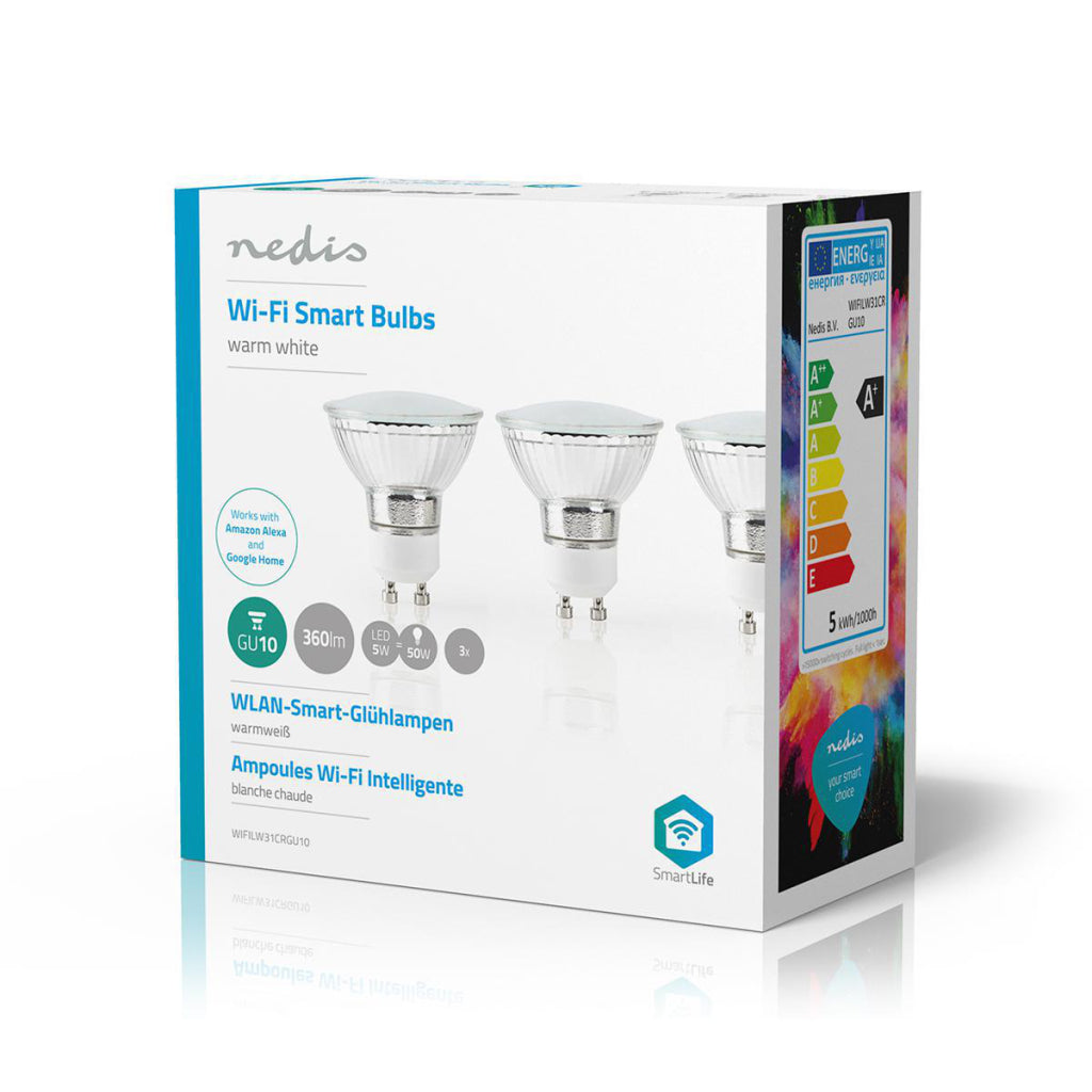 NEDIS WIFILW31CRGU10 Wi-Fi Lámpara LED inteligente White White 3-Pack