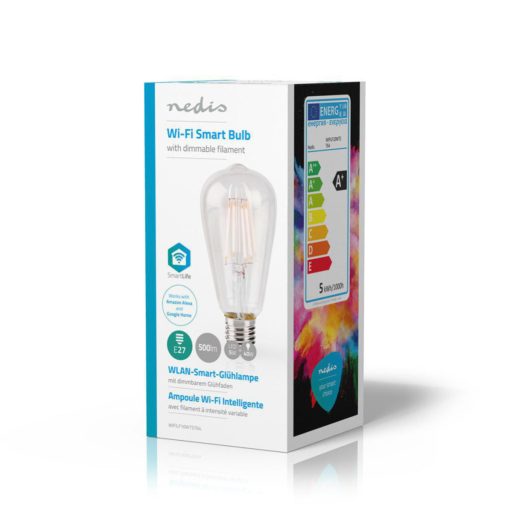 NEDIS WIFILF10WTST64 Wi-Fi Smart LED FILAMENT LAMP E27 ST64 5 W 500 LM