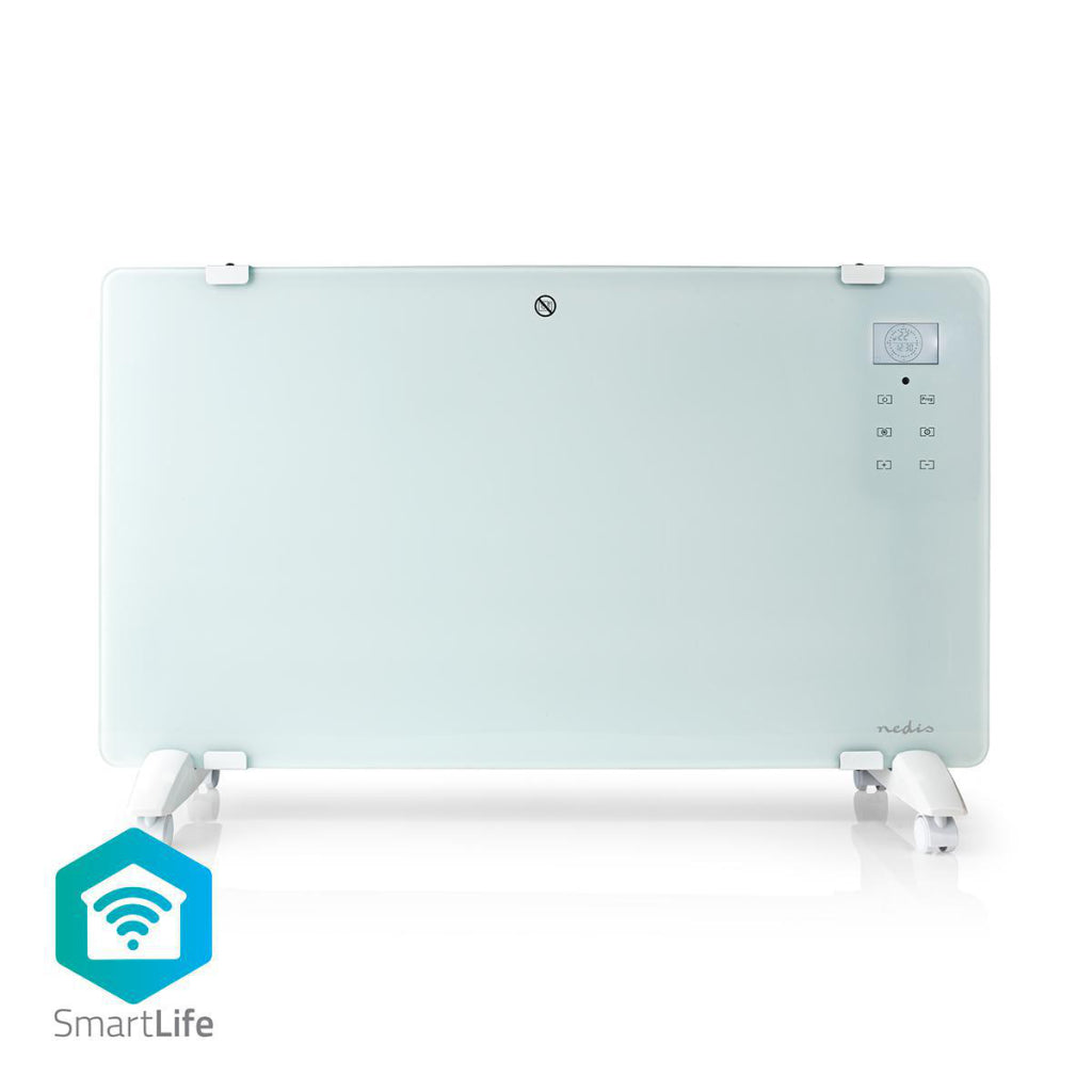 NEDIS WiFiHTPL20FWT Smart Convector Pise med Wi-Fi Thermostat Glass Front Panel 2000 W White