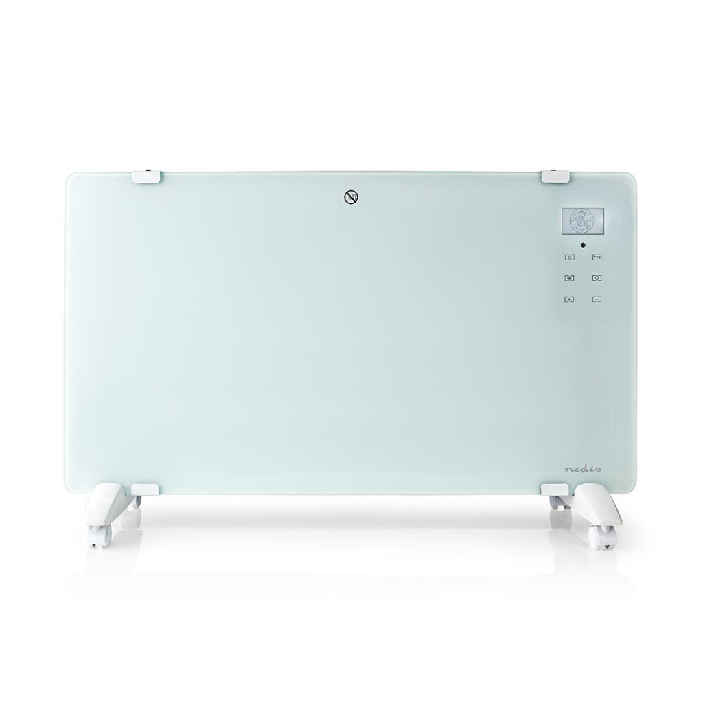 NEDIS WiFiHTPL20FWT Smart Convector Pise med Wi-Fi Thermostat Glass Front Panel 2000 W White