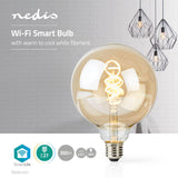 Nedis wifilt10gdg125 wi-fi warm tot koel wit led filamentlampgedraaid e27 g125 5,5 w 350 lm