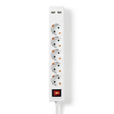 Nedis exso515ufswt stekkerdoos5-wegs schuko 2x USB 1,5 m v gumb