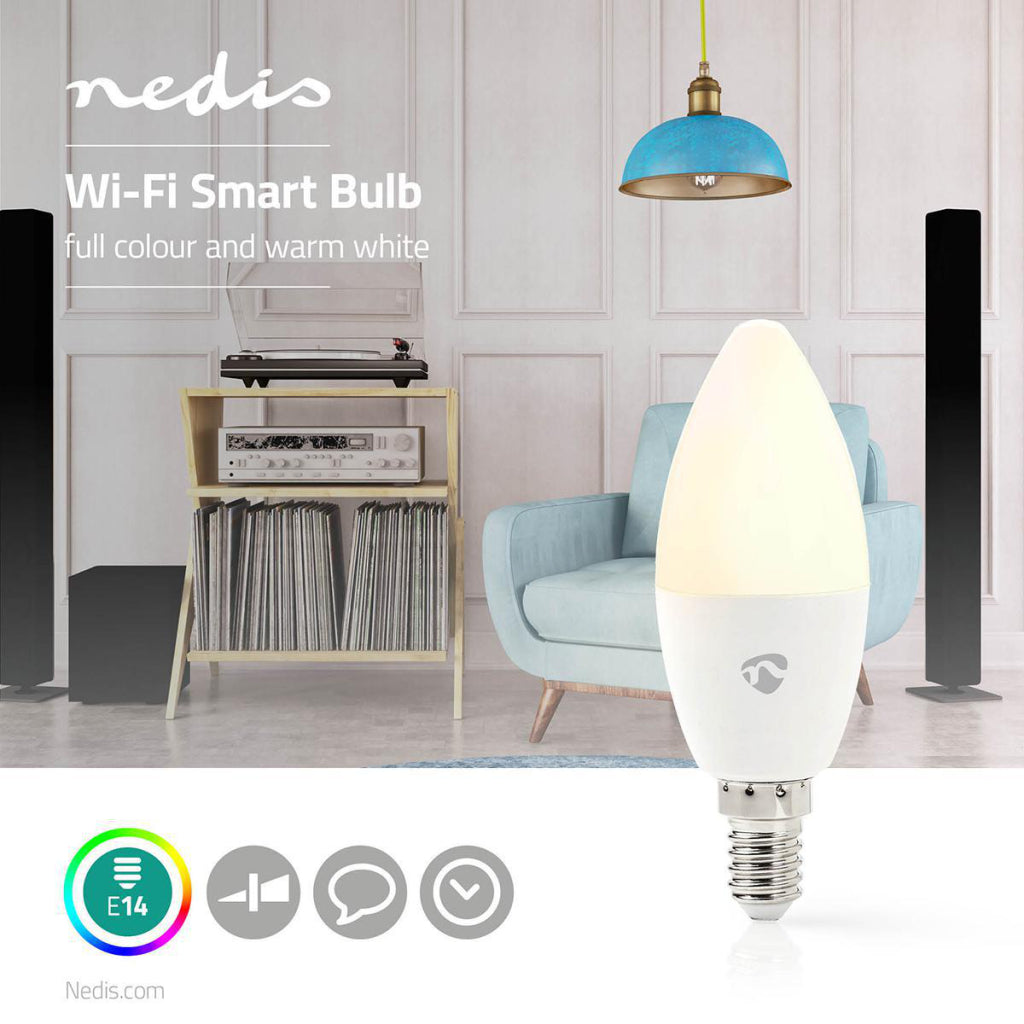 Nedis WiFilc11WTe14 Wi-Fi Smart LED LAMP Fuld farve og varm-hvid E14