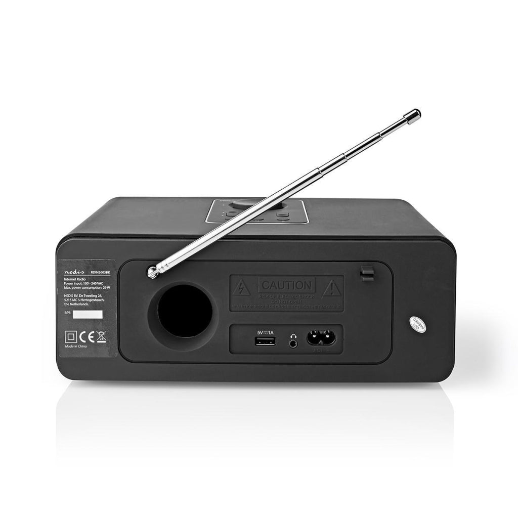 NEDIS RDIN5005BK Radio internetowe 42 W DAB+ FM Bluetooth® zdalne sterowanie czarnym srebrem