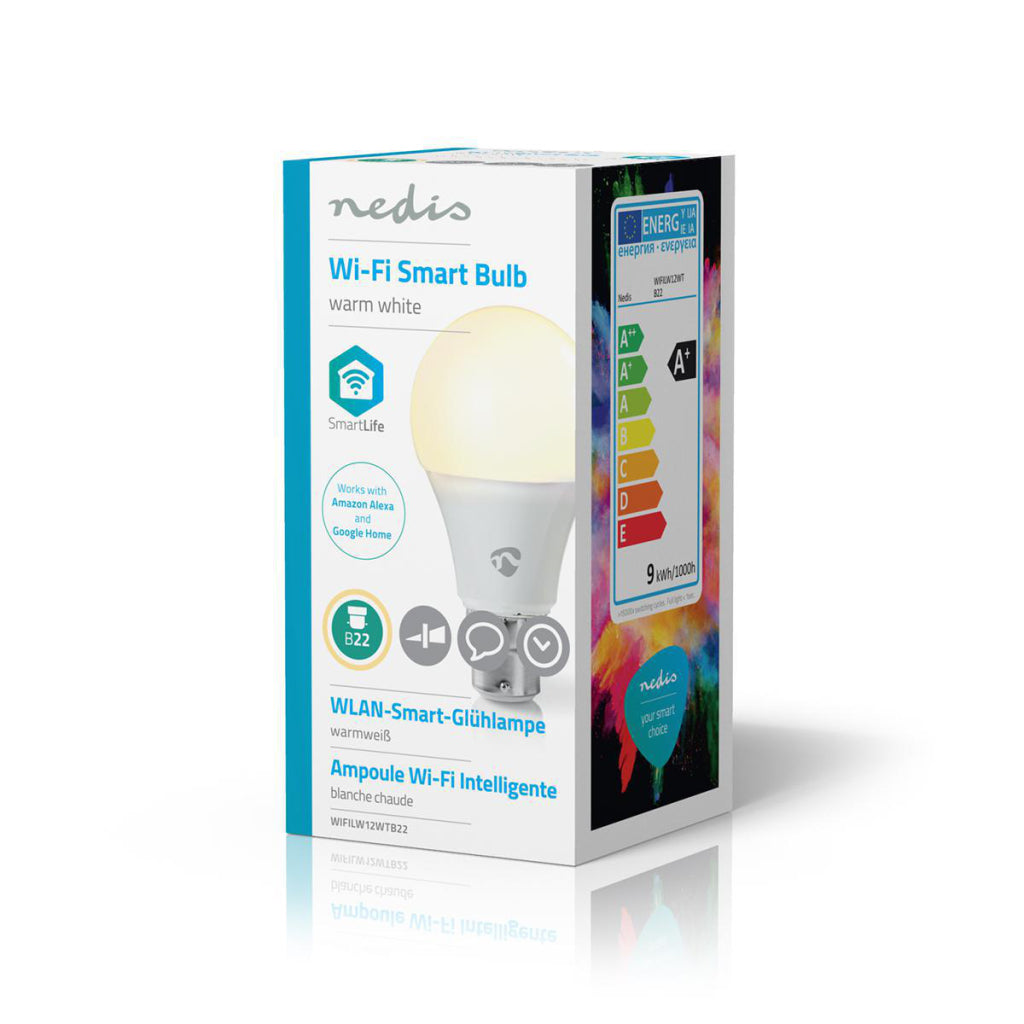 Nedis Wifilw12WTB22 SmartLife LED BULB Wi-Fi B22 800 Lm 9 W Warm white 2700 K Energy class: A+ Android Trade; iOS A60