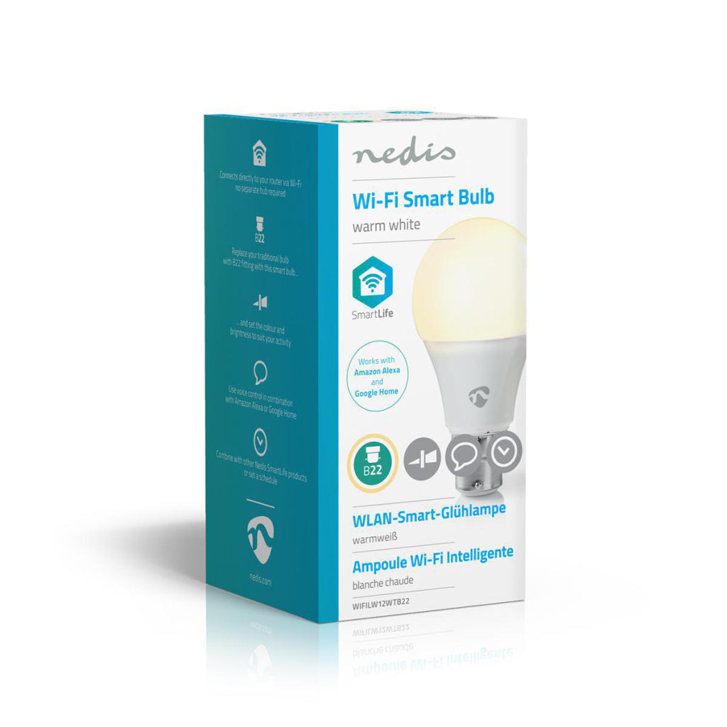 Nedis Wifilw12WTB22 SmartLife LED BULB Wi-Fi B22 800 Lm 9 W Warm white 2700 K Energy class: A+ Android Trade; iOS A60