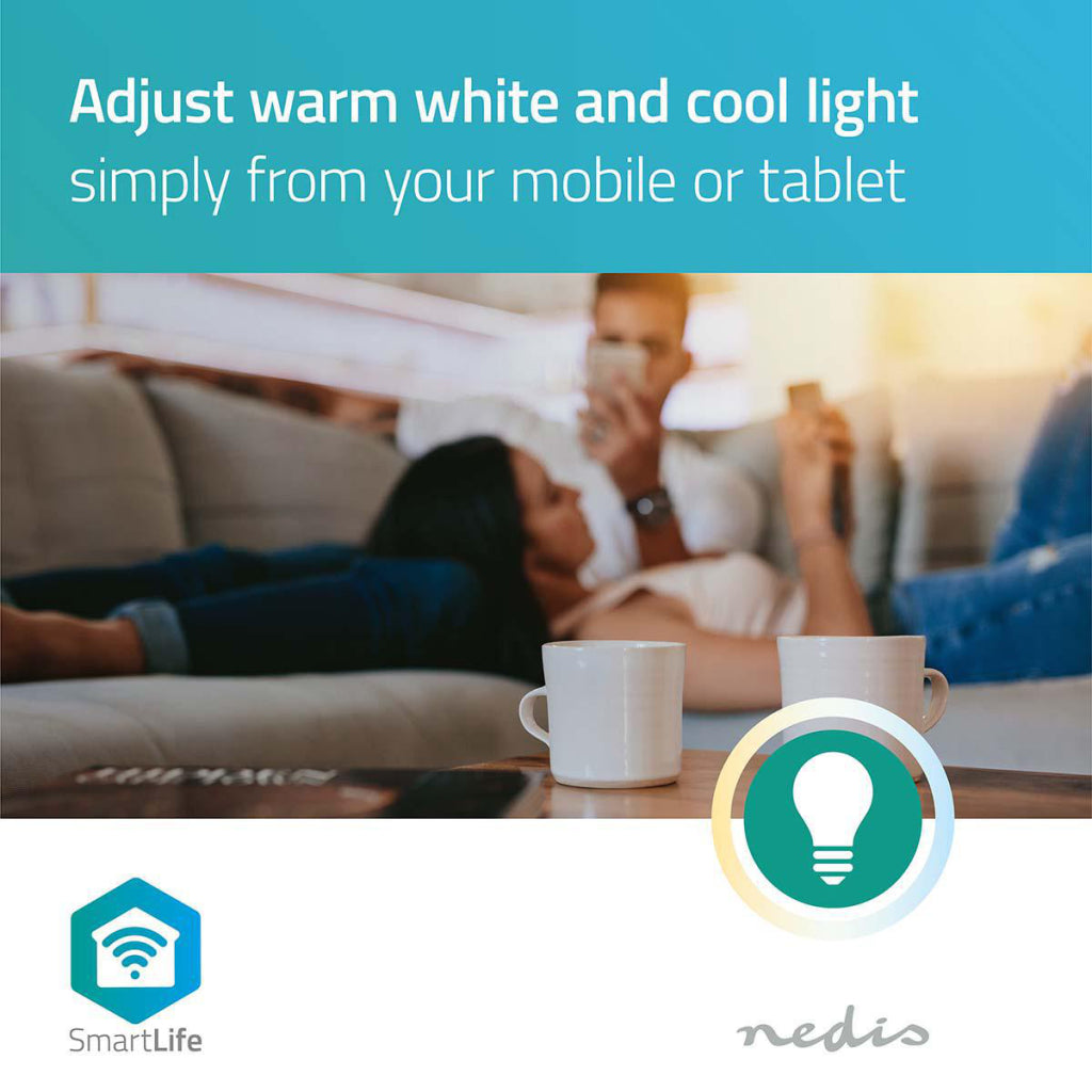 NEDIS WIFILW12WTE27 SMARTLIFE LED-glödlampa Wi-Fi E27 800 lm 9 W varm vit 2700 K Energiklass: A+ Android Trade; iOS -diameter: 60 mm A60