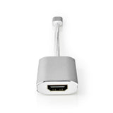 Nedis cctb64680al02 USB-Adapter USB 3.2 Gen 1 USB Typ-C Handel; männlicher HDMI-Handel; Verbinder 0,20 m rund, vergoldetes gestricktes Nylon, silberfarbene Abdeckung, Fensterbox