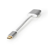 Nedis cctb64680al02 USB-Adapter USB 3.2 Gen 1 USB Typ-C Handel; männlicher HDMI-Handel; Verbinder 0,20 m rund, vergoldetes gestricktes Nylon, silberfarbene Abdeckung, Fensterbox