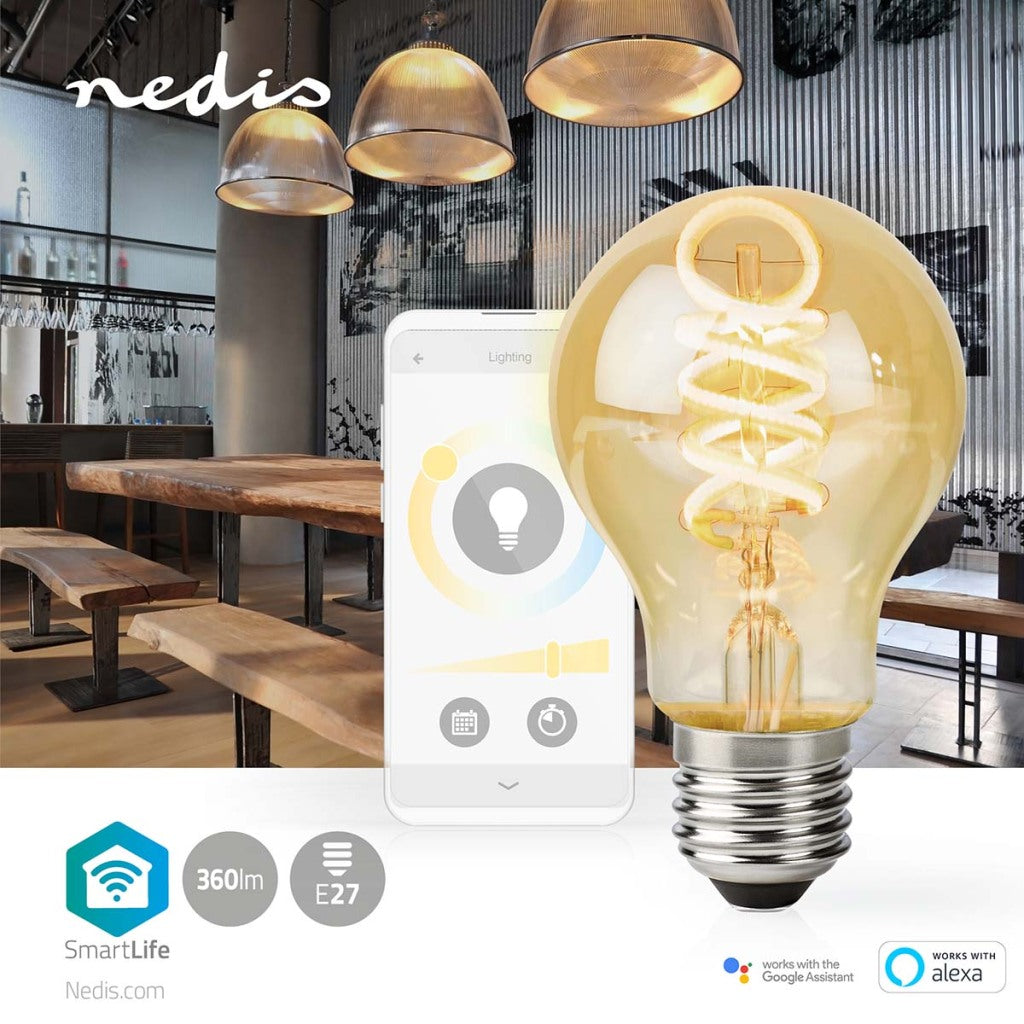 Nedis Wifilrt10A60 SmartLife LED Filament Lamp Wi -fi E27 360 lm 4,9 W caldo a freddo 1800 - 6500 K BEGNOID COMMERCIO; iOS pera