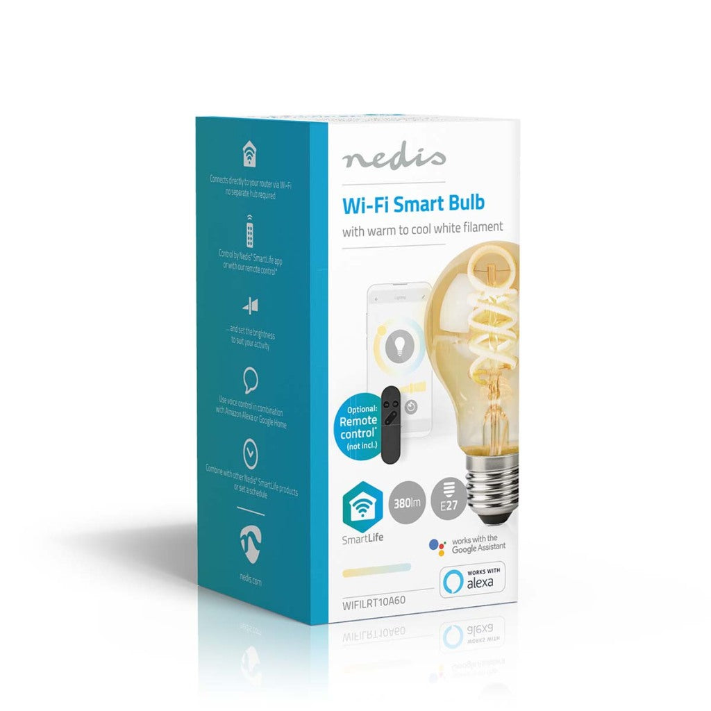 Nedis Wifilrt10A60 SmartLife LED Filament Lamp Wi -fi E27 360 lm 4,9 W caldo a freddo 1800 - 6500 K BEGNOID COMMERCIO; iOS pera