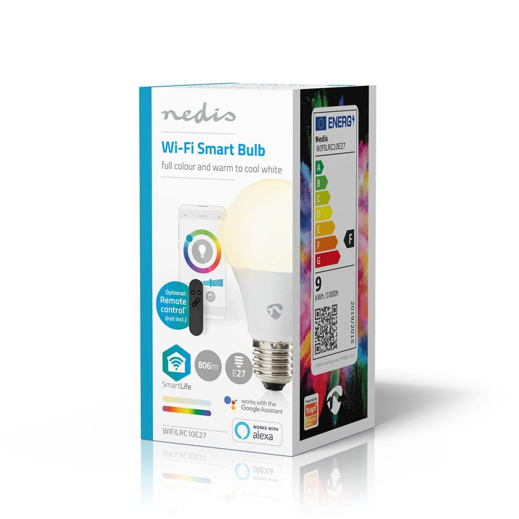 Nedis Wifilrc10e27 Smartlife Multicolour Lamp Wi-Fi-Fi A27 806 lm 9 w rrb waarm fir de coolen Wäisswaarm iose pear