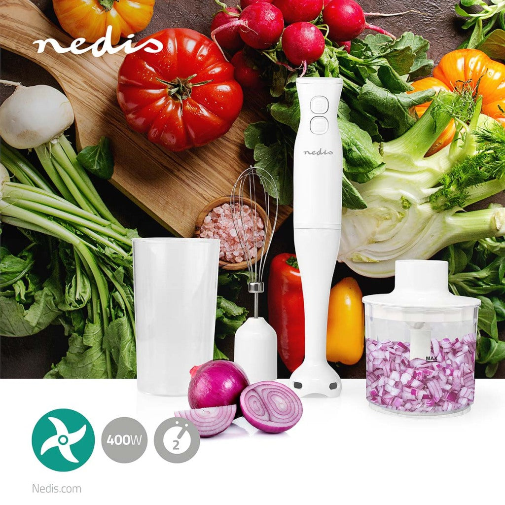 Nedis KAHB120CWT HAND BLENDER 400 W Hastighedsindstillinger: 2-trins hakningsmaskine hvid