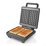 Nedis KAWP210FBK Waffle Iron Belge Waffles 22 x 12,5 cm 1200 W Contrôle de température automatique Aluminium