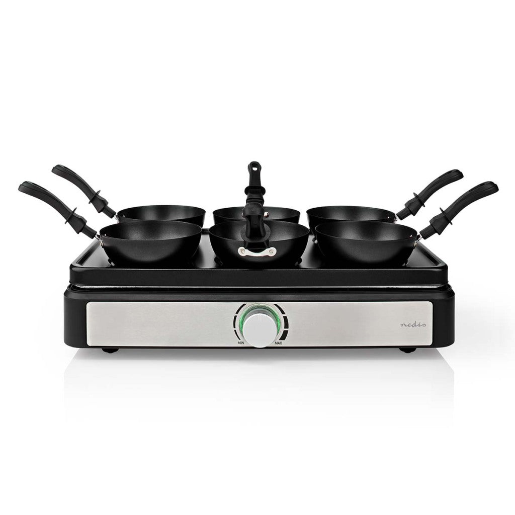 NEDIS FCRA310FBK6 Party Wokset Grill 6 Personer Spatel Temperaturinställning Anti-stick låg rektangel