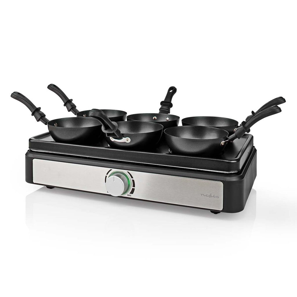 NEDIS FCRA310FBK6 Party Wokset Grill 6 Personer Spatel Temperaturinställning Anti-stick låg rektangel