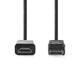 Nedis CCGL37100BK20 Cavo DisplayPort DisplayPort Trade maschio HDMI; Connettore 1080P Nichel -placcato 2,00 m attorno all'etichetta nera in PVC